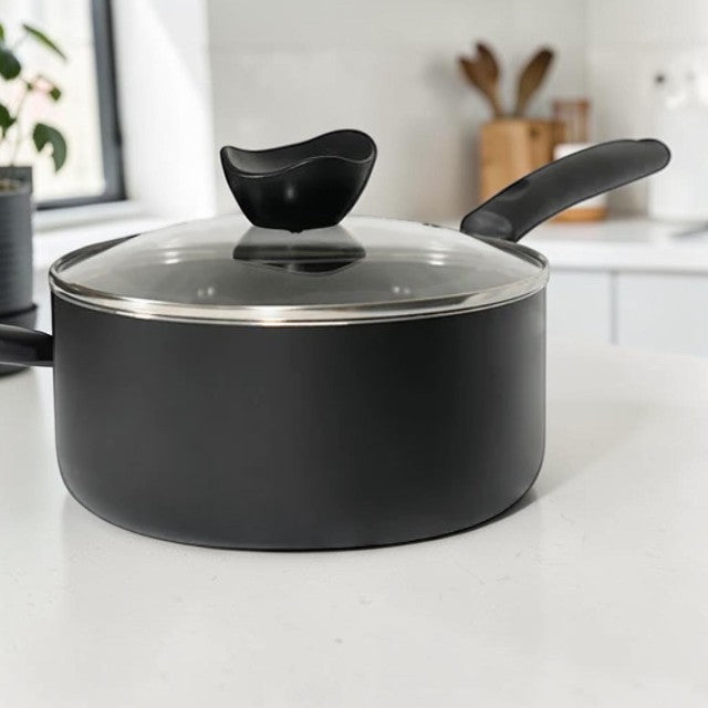 Nonstick Saucepan with Glass Lid for Kitchen Cooking