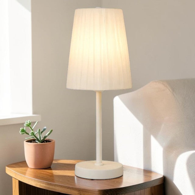 Modern White Table Lamp, Living Spaces with Fabric Shade