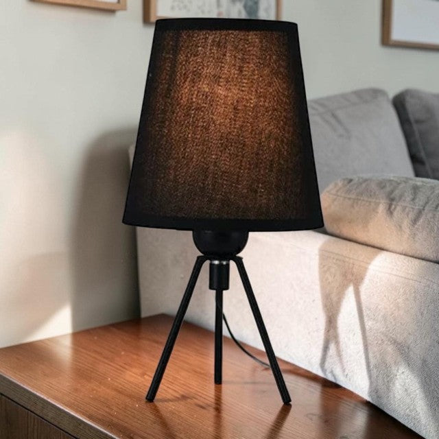 Compact Black Tripod Table Lamp, Accent Lighting