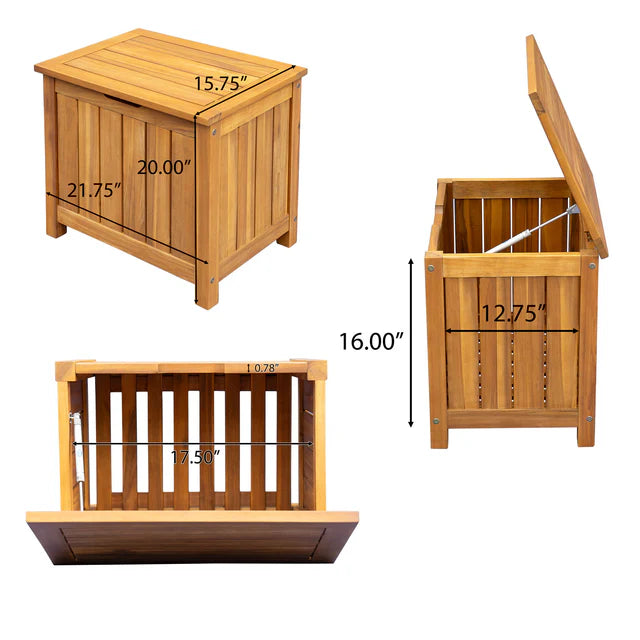 Acacia Wood Outdoor Storage Deck Box with Hinged Lid