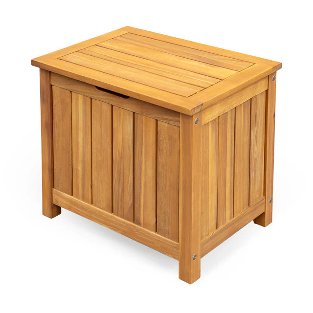 Acacia Wood Outdoor Storage Deck Box with Hinged Lid