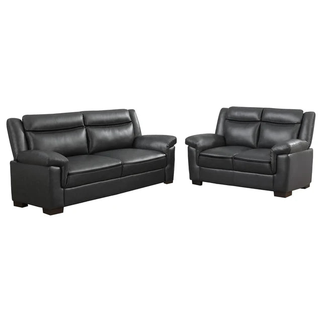 2 Piece Living Room Sofa Set with Faux Leather Upholstery