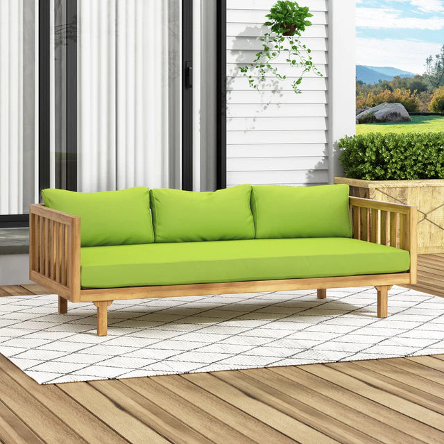3 Seater Outdoor Sofa Daybed with Cushions and Acacia Wood Frame