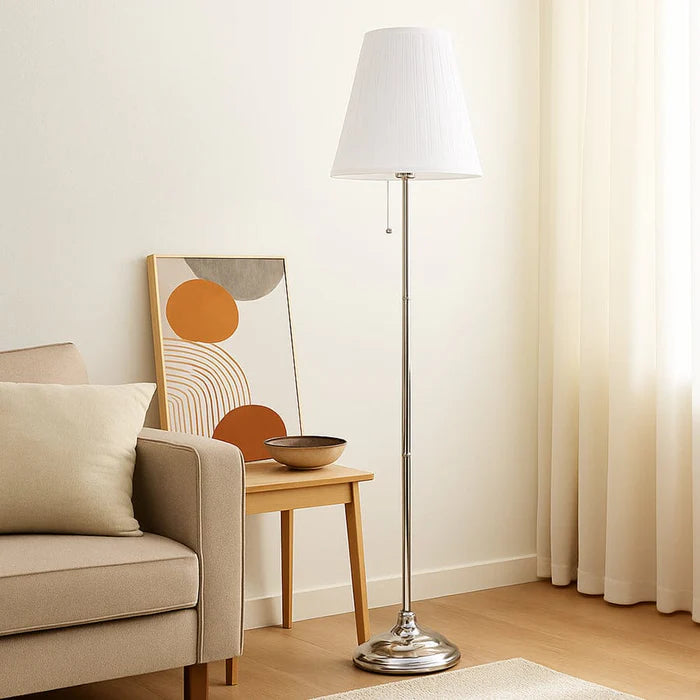 Chrome Finish Floor Lamp with Fabric Shade