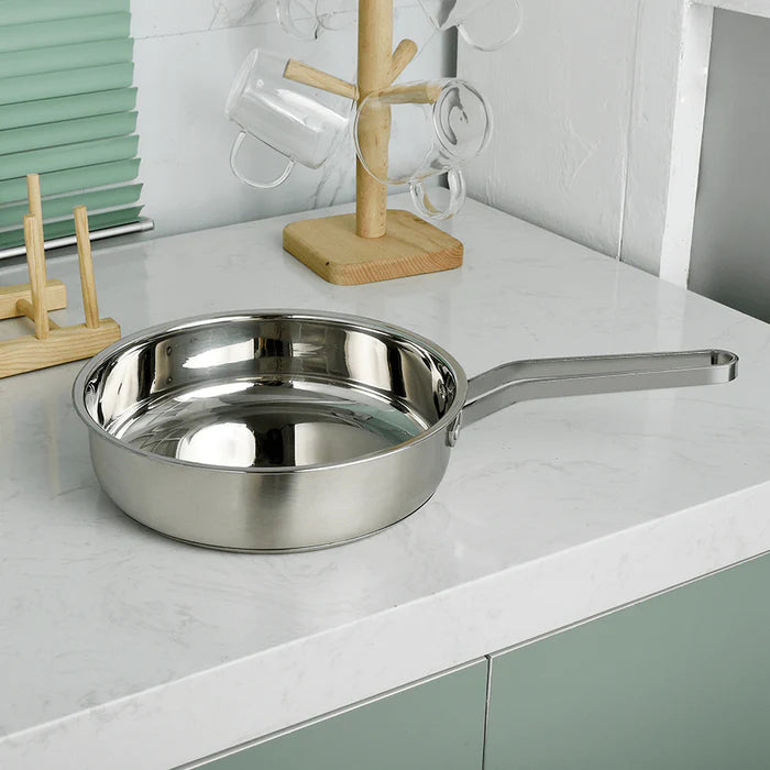 Stainless Steel Frying Pan for Kitchen Cooking, Induction Compatible