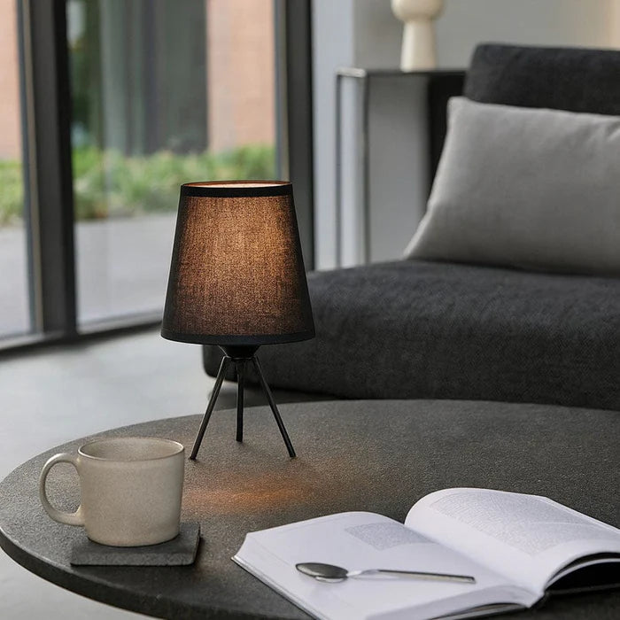 Compact Black Tripod Table Lamp, Accent Lighting