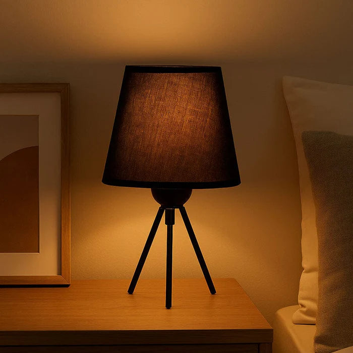 Compact Black Tripod Table Lamp, Accent Lighting