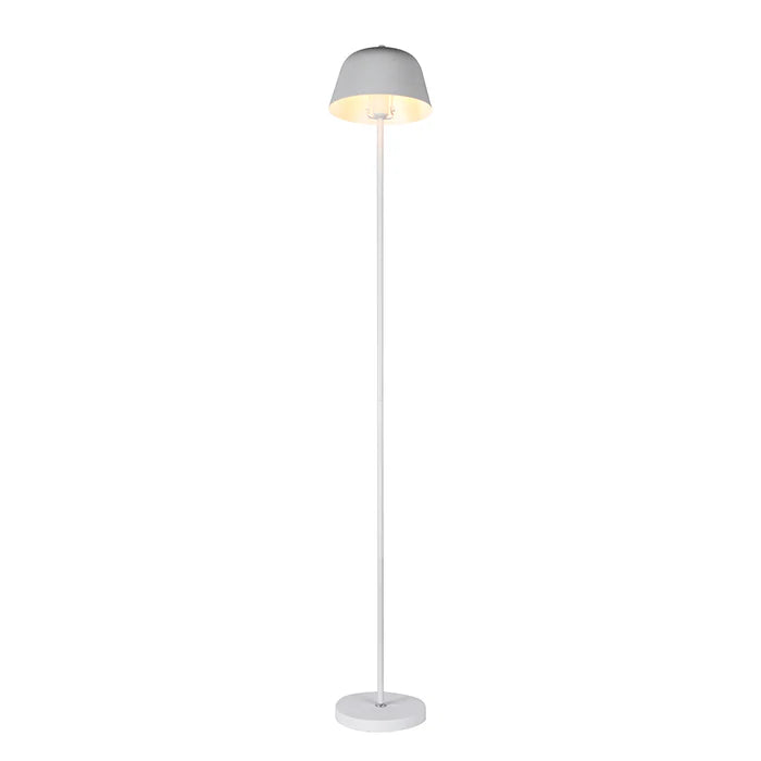 Minimalist White Metal Floor Lamp with Dome Shade
