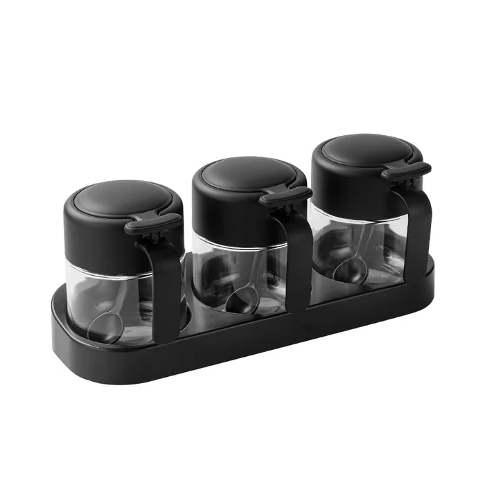 Kitchen Spice Jar Set with Lids, Spoons and Storage Tray