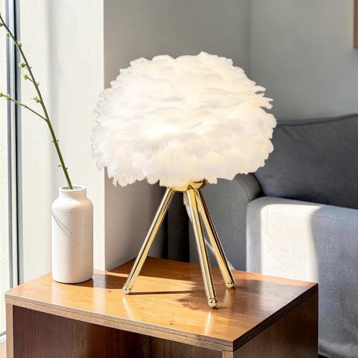Tripod Table Lamp with Soft Fabric Shade