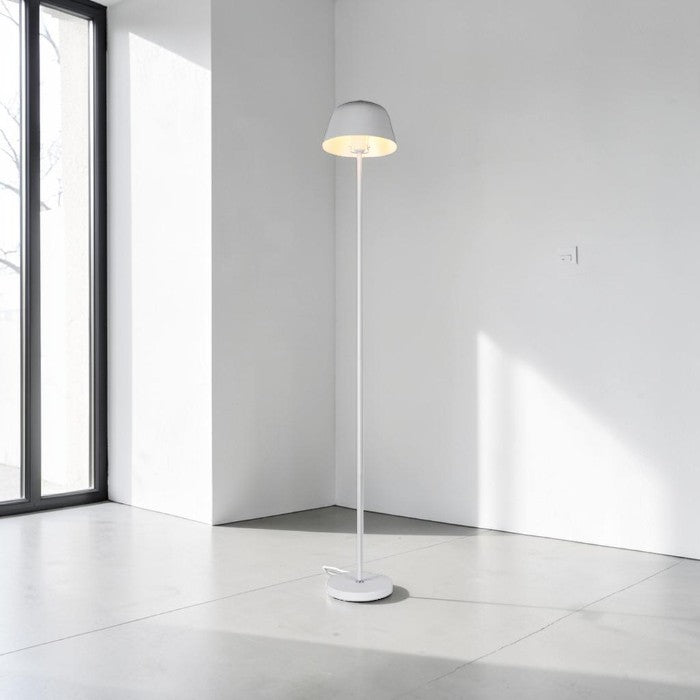 Minimalist White Metal Floor Lamp with Dome Shade
