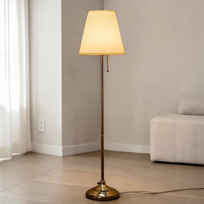 Chrome Finish Floor Lamp with Fabric Shade