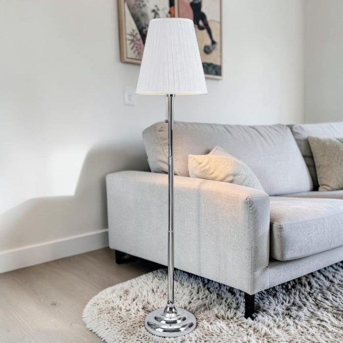 Chrome Finish Floor Lamp with Fabric Shade
