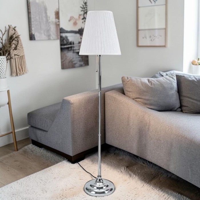 Chrome Finish Floor Lamp with Fabric Shade