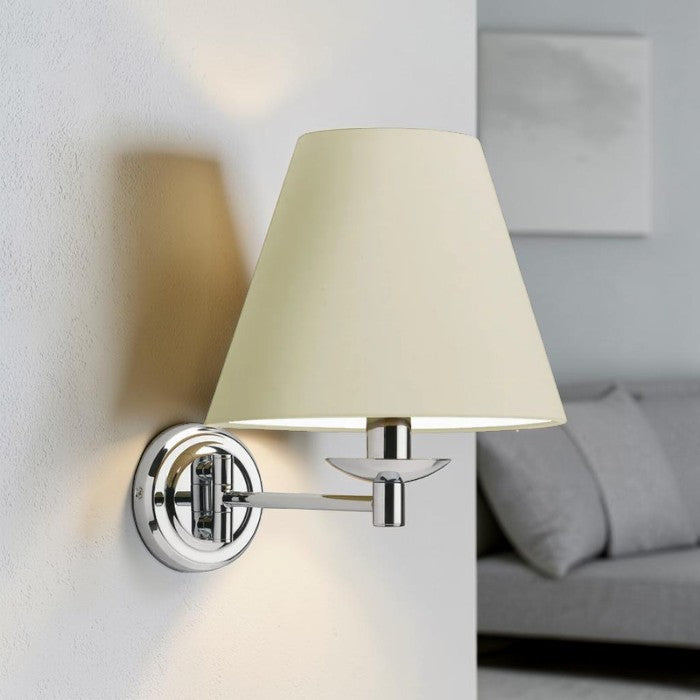 Chrome Wall Light with Fabric Shade
