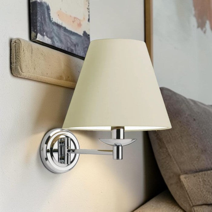 Chrome Wall Light with Fabric Shade