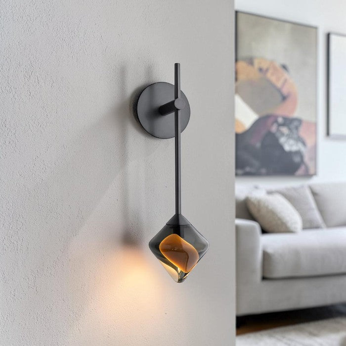 Bronze Wall Light with Diamond Glass Shade