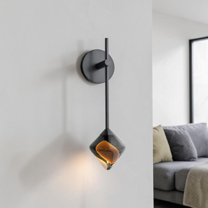 Bronze Wall Light with Diamond Glass Shade