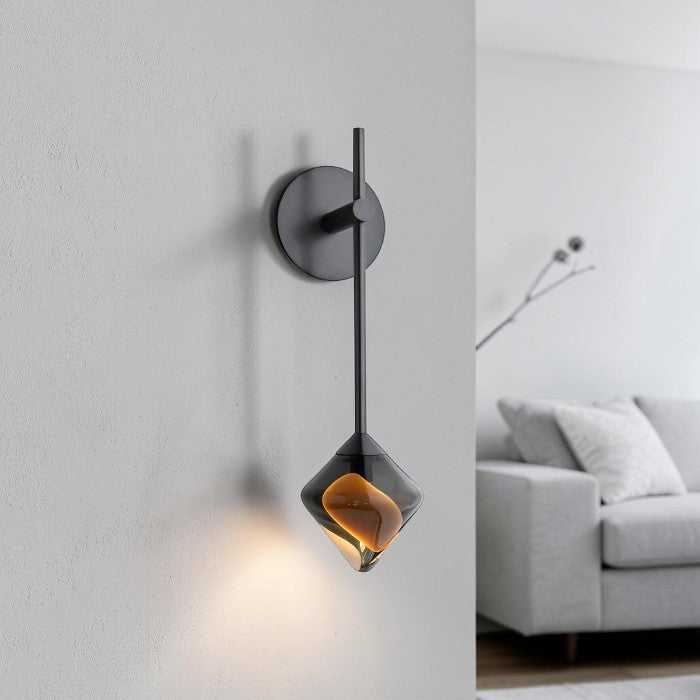 Bronze Wall Light with Diamond Glass Shade