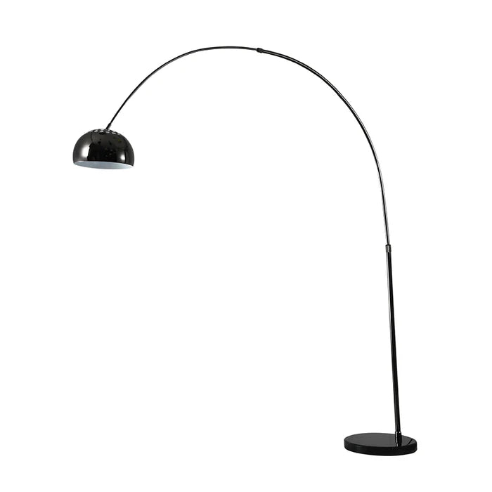 Black Arc Floor Lamp with Metal Dome Shade