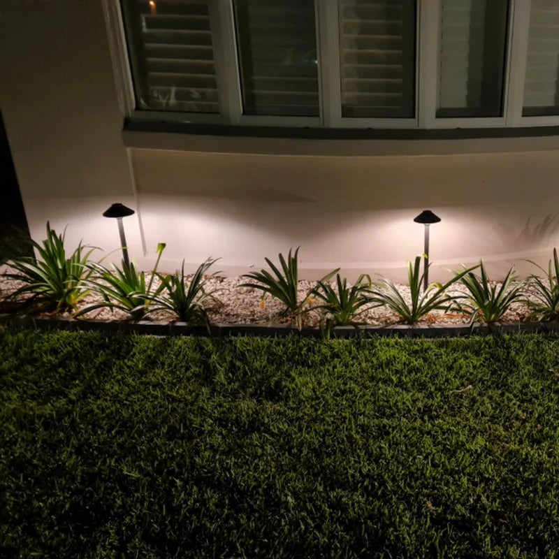 LED Outdoor Path Light with Shade, 12V Black Aluminum Landscape Spike Light