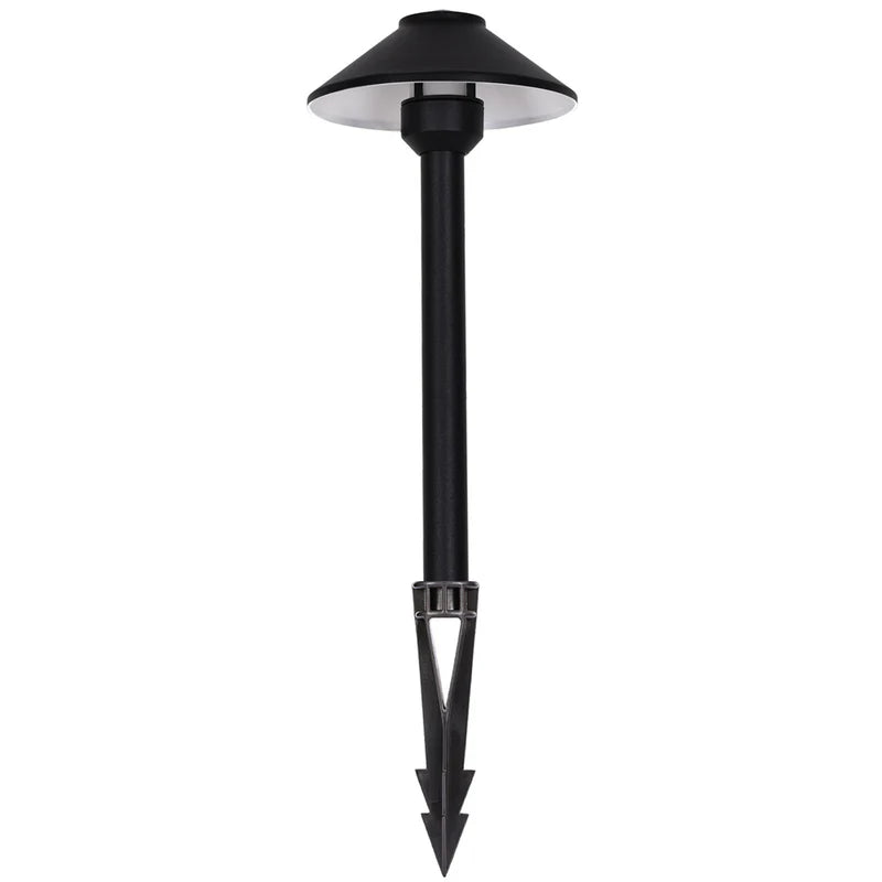 LED Outdoor Path Light with Shade, 12V Black Aluminum Landscape Spike Light